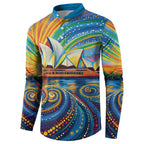 Sydney Opera House Button Sweatshirt Aboriginal Dot Painting