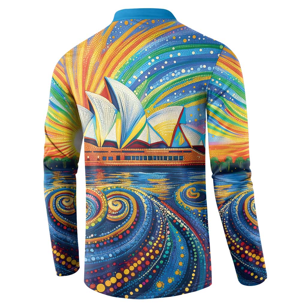 Sydney Opera House Button Sweatshirt Aboriginal Dot Painting
