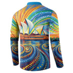 Sydney Opera House Button Sweatshirt Aboriginal Dot Painting