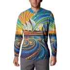 Sydney Opera House Button Sweatshirt Aboriginal Dot Painting