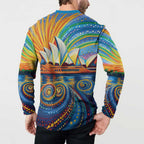 Sydney Opera House Button Sweatshirt Aboriginal Dot Painting