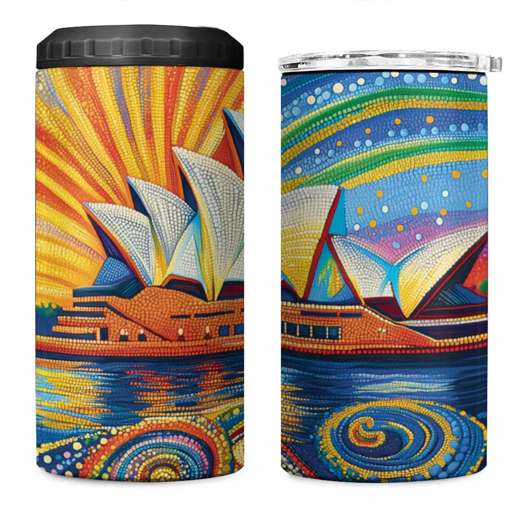 Sydney Opera House 4 in 1 Can Cooler Tumbler Aboriginal Dot Painting