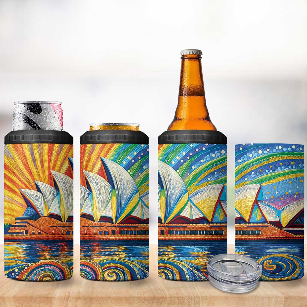 Sydney Opera House 4 in 1 Can Cooler Tumbler Aboriginal Dot Painting