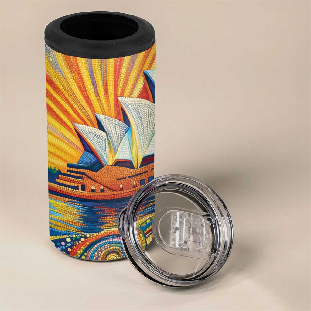 Sydney Opera House 4 in 1 Can Cooler Tumbler Aboriginal Dot Painting