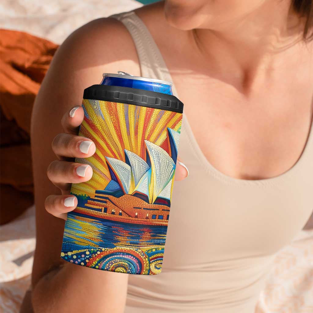 Sydney Opera House 4 in 1 Can Cooler Tumbler Aboriginal Dot Painting