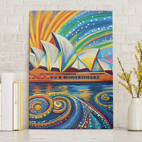 Sydney Opera House Canvas Wall Art Aboriginal Dot Painting