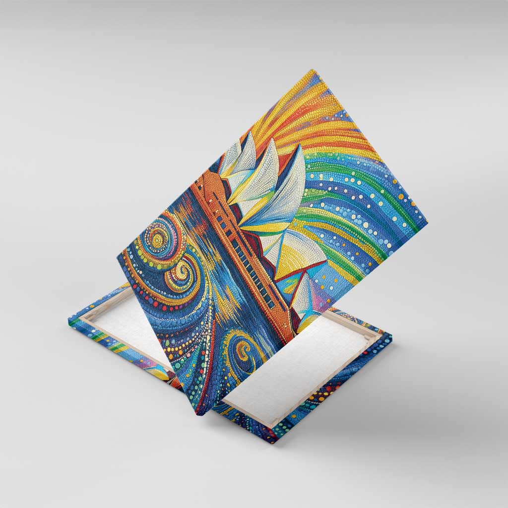 Sydney Opera House Canvas Wall Art Aboriginal Dot Painting