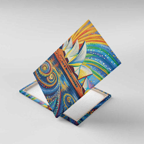 Sydney Opera House Canvas Wall Art Aboriginal Dot Painting