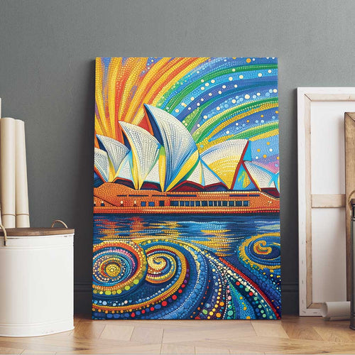 Sydney Opera House Canvas Wall Art Aboriginal Dot Painting