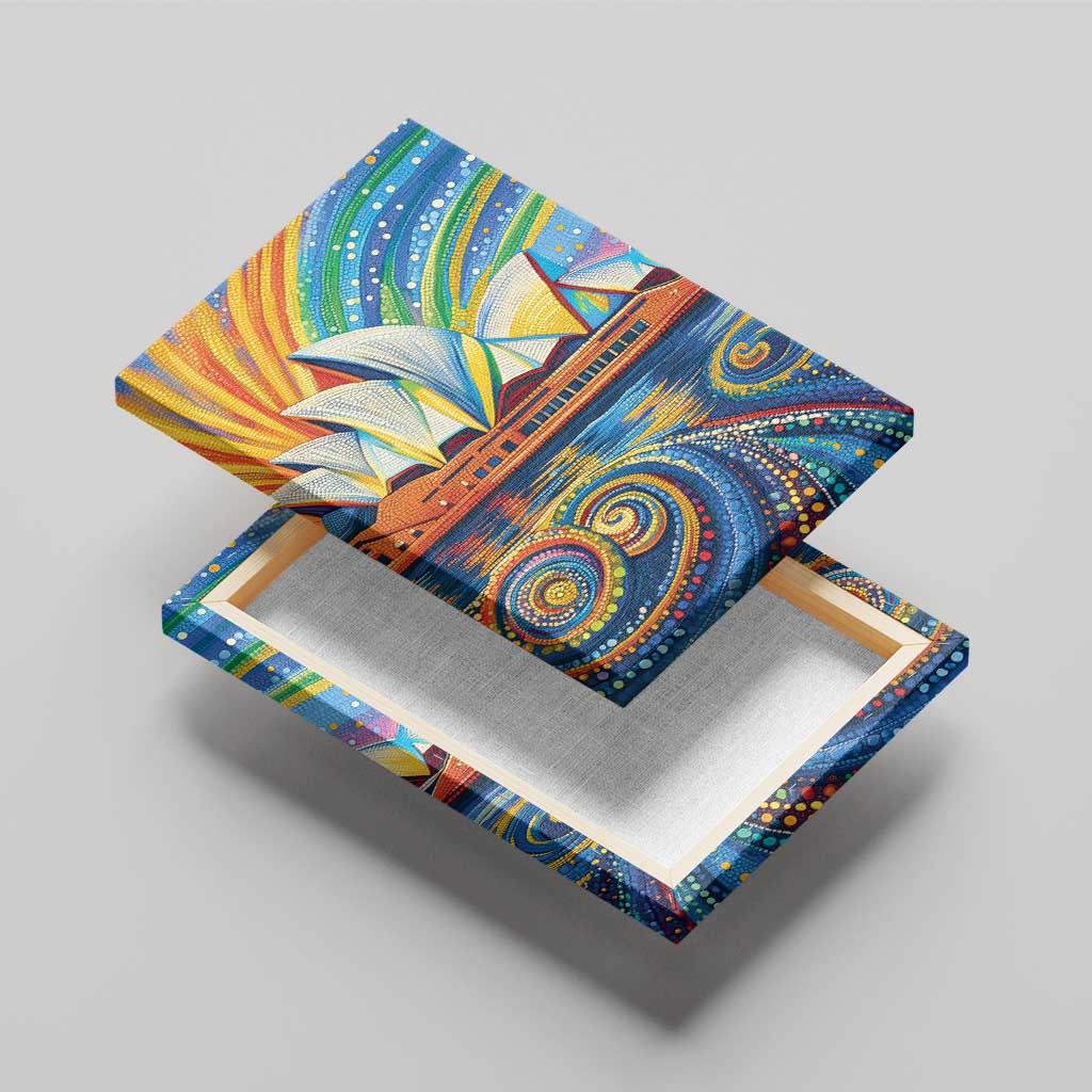 Sydney Opera House Canvas Wall Art Aboriginal Dot Painting