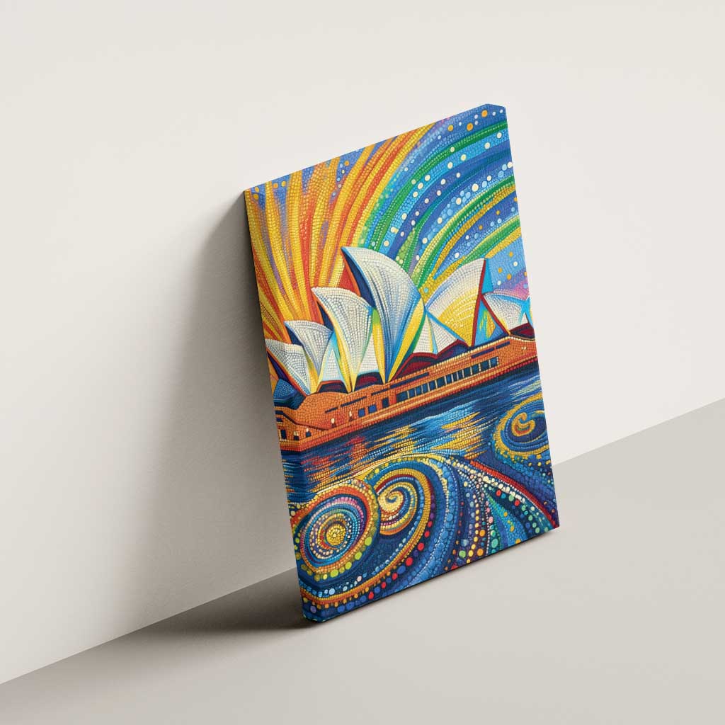 Sydney Opera House Canvas Wall Art Aboriginal Dot Painting