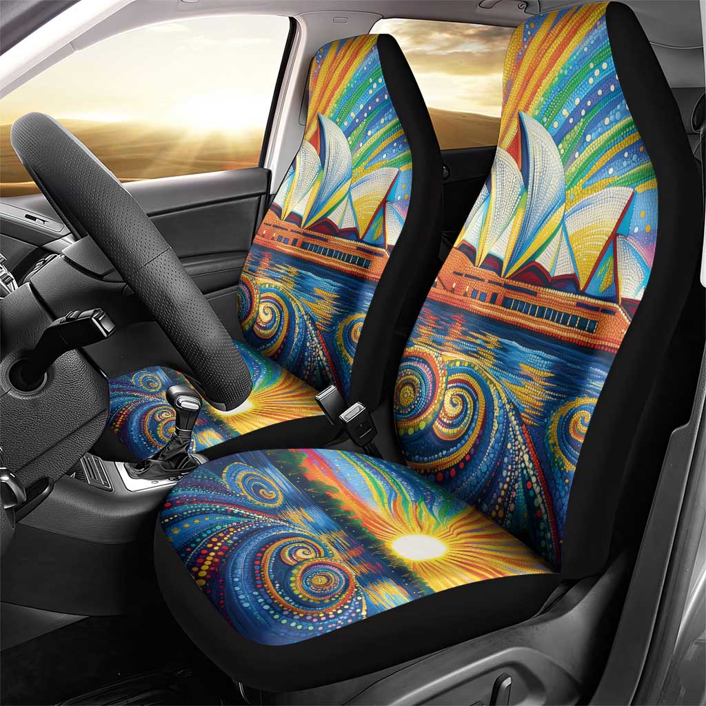 Sydney Opera House Car Seat Cover Aboriginal Dot Painting