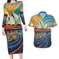 Sydney Opera House Couples Matching Long Sleeve Bodycon Dress and Hawaiian Shirt Aboriginal Dot Painting