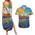 Sydney Opera House Couples Matching Summer Maxi Dress and Hawaiian Shirt Aboriginal Dot Painting