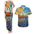 Sydney Opera House Couples Matching Tank Maxi Dress and Hawaiian Shirt Aboriginal Dot Painting