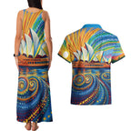 Sydney Opera House Couples Matching Tank Maxi Dress and Hawaiian Shirt Aboriginal Dot Painting
