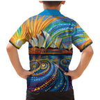 Sydney Opera House Family Matching Mermaid Dress and Hawaiian Shirt Aboriginal Dot Painting