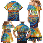 Sydney Opera House Family Matching Mermaid Dress and Hawaiian Shirt Aboriginal Dot Painting
