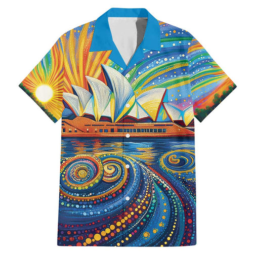 Sydney Opera House Family Matching Mermaid Dress and Hawaiian Shirt Aboriginal Dot Painting