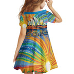 Sydney Opera House Family Matching Off The Shoulder Long Sleeve Dress and Hawaiian Shirt Aboriginal Dot Painting