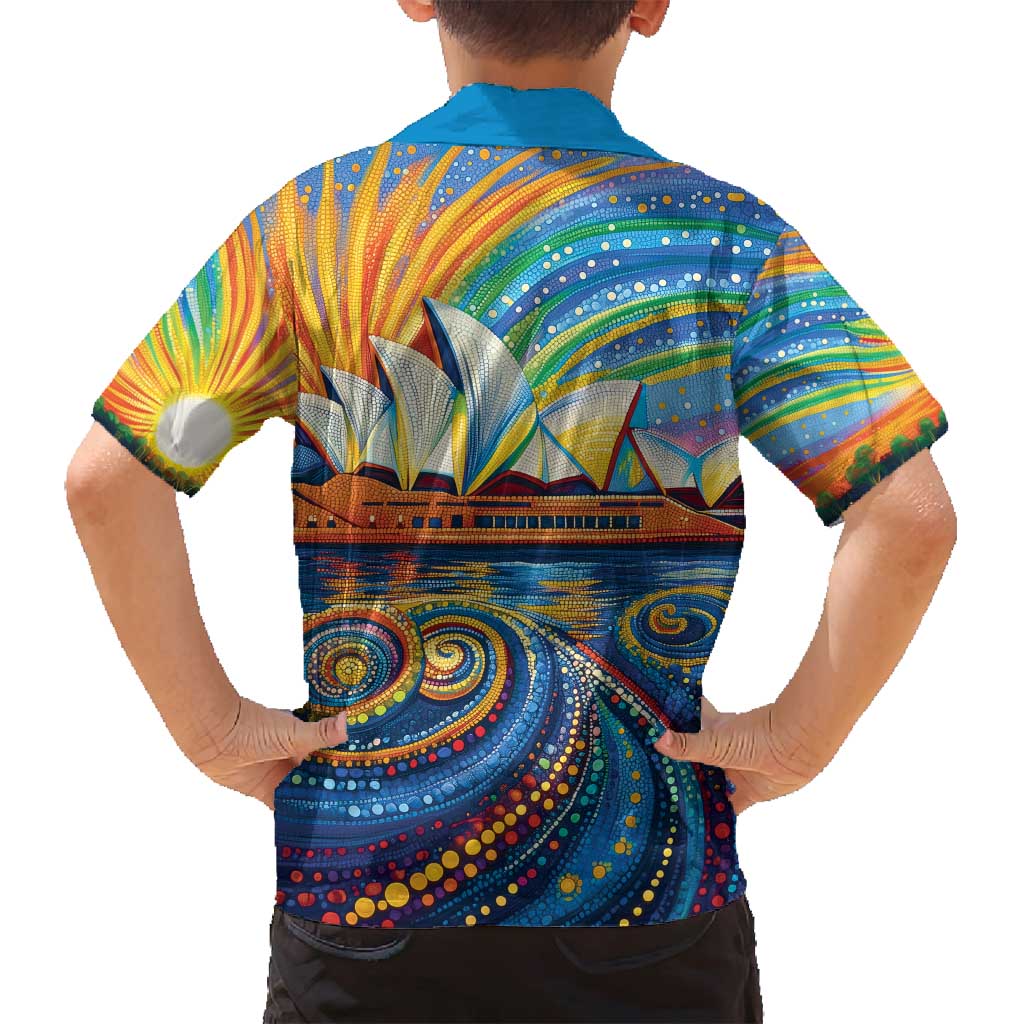 Sydney Opera House Family Matching Off Shoulder Maxi Dress and Hawaiian Shirt Aboriginal Dot Painting