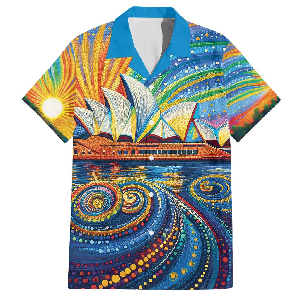 Sydney Opera House Family Matching Off Shoulder Maxi Dress and Hawaiian Shirt Aboriginal Dot Painting
