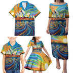 Sydney Opera House Family Matching Puletasi and Hawaiian Shirt Aboriginal Dot Painting