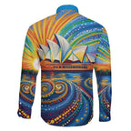 Sydney Opera House Family Matching Summer Maxi Dress and Hawaiian Shirt Aboriginal Dot Painting