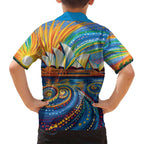 Sydney Opera House Family Matching Tank Maxi Dress and Hawaiian Shirt Aboriginal Dot Painting