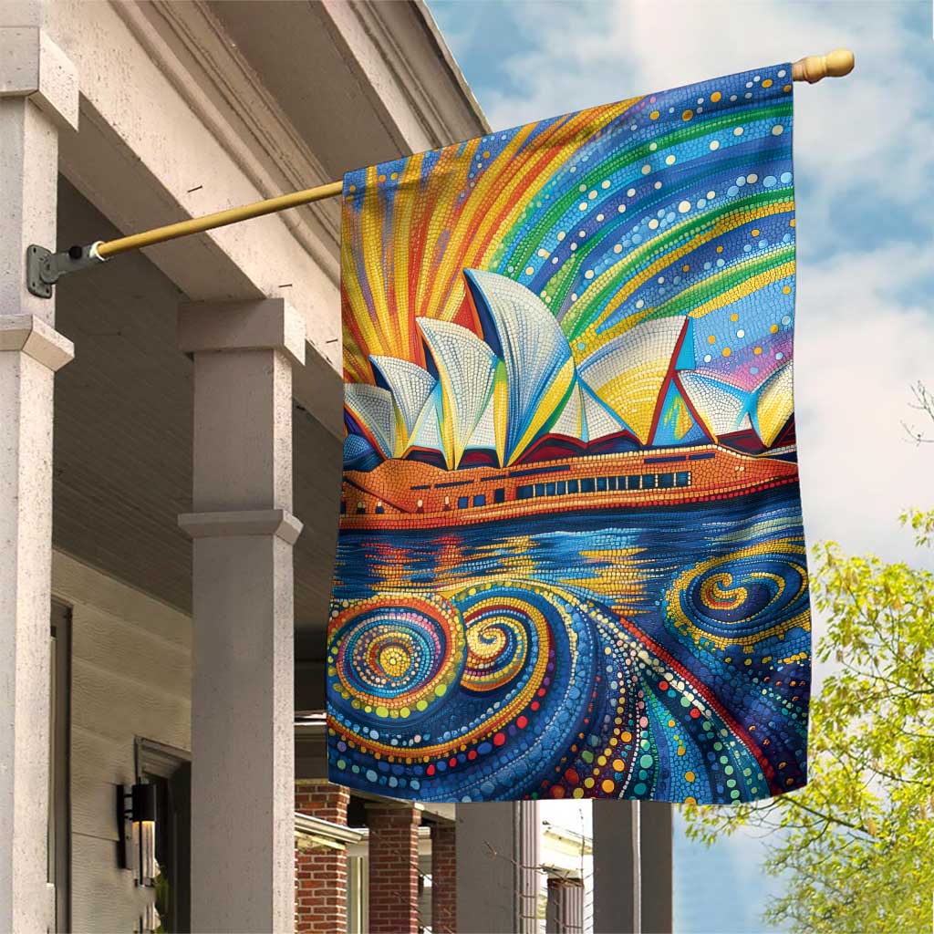Sydney Opera House Garden Flag Aboriginal Dot Painting