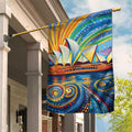 Sydney Opera House Garden Flag Aboriginal Dot Painting