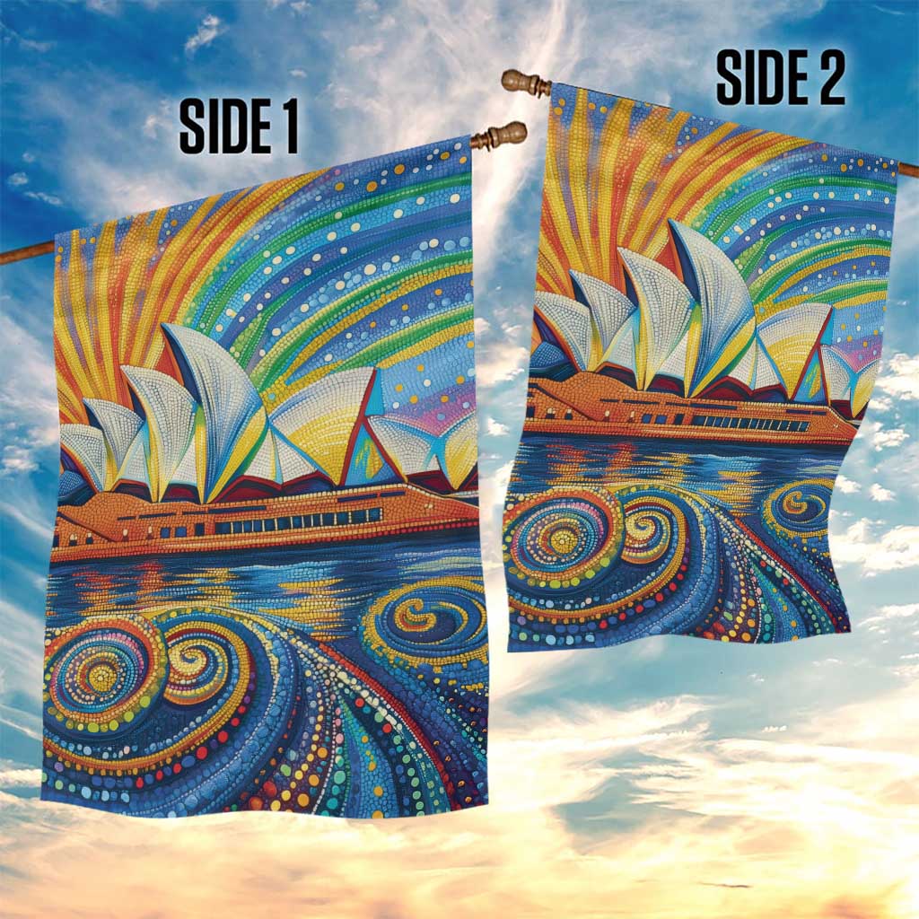 Sydney Opera House Garden Flag Aboriginal Dot Painting