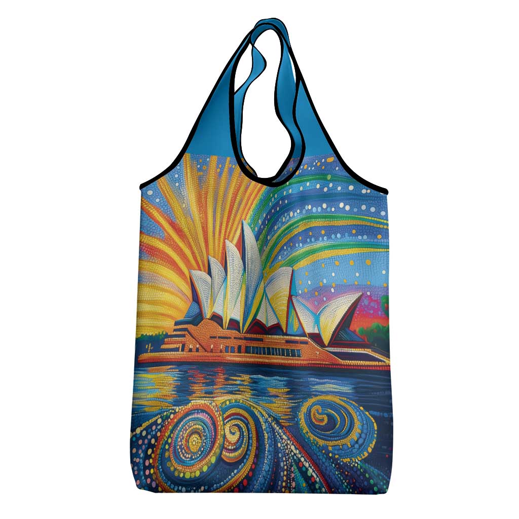 Sydney Opera House Grocery Bag Aboriginal Dot Painting
