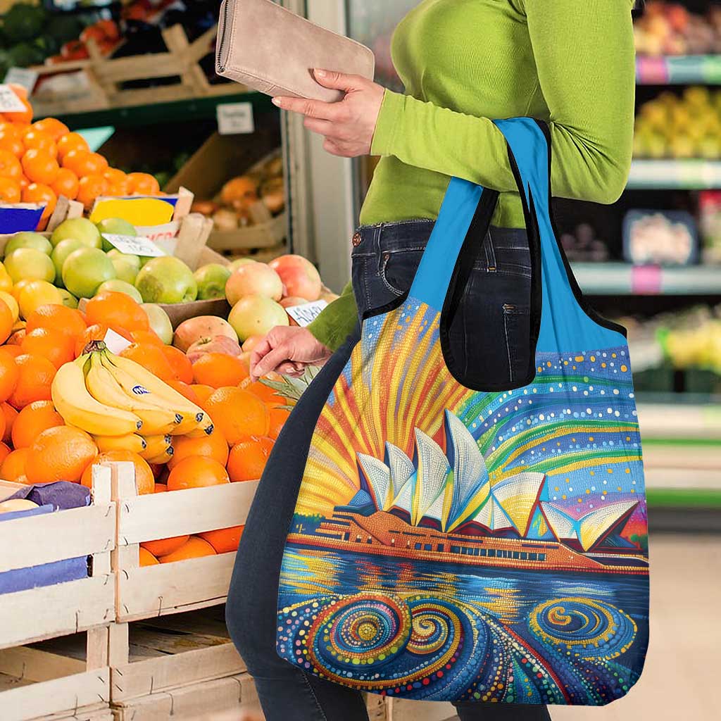 Sydney Opera House Grocery Bag Aboriginal Dot Painting