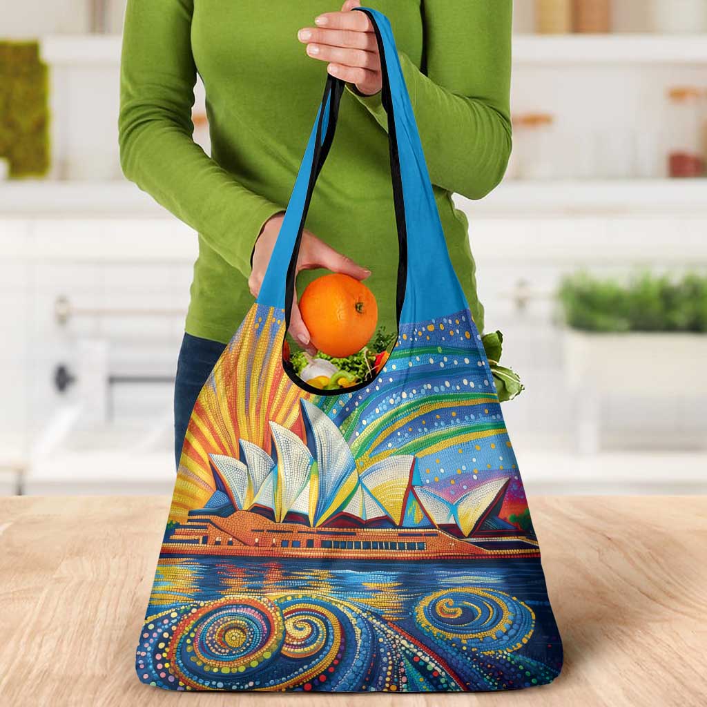 Sydney Opera House Grocery Bag Aboriginal Dot Painting