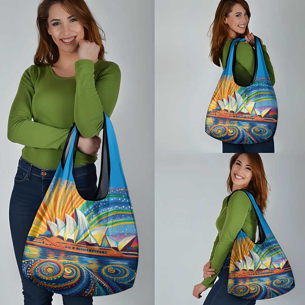 Sydney Opera House Grocery Bag Aboriginal Dot Painting