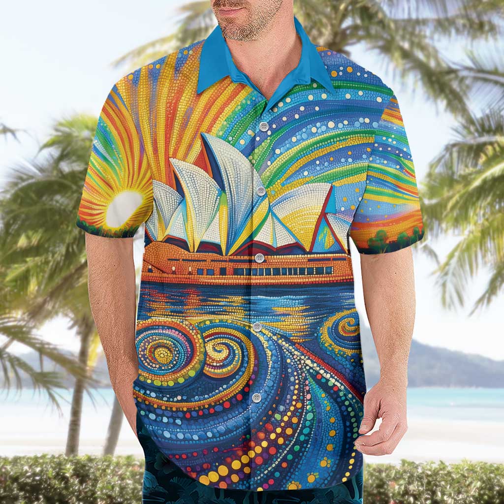 Sydney Opera House Hawaiian Shirt Aboriginal Dot Painting