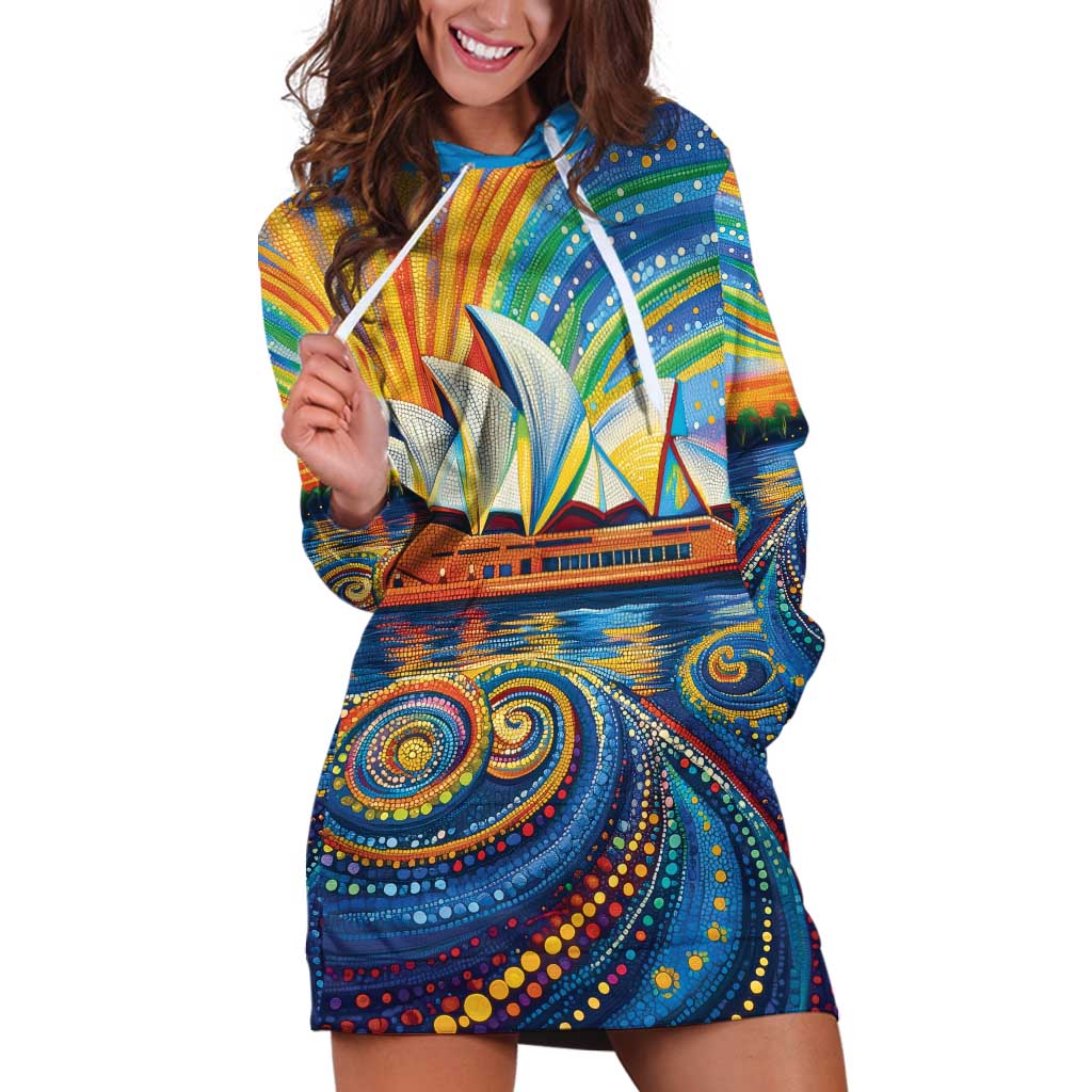 Sydney Opera House Hoodie Dress Aboriginal Dot Painting