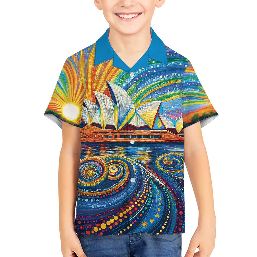 Sydney Opera House Kid Hawaiian Shirt Aboriginal Dot Painting