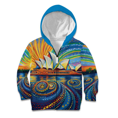 Sydney Opera House Kid Hoodie Aboriginal Dot Painting