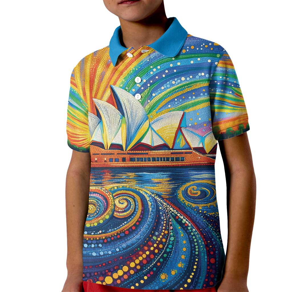 Sydney Opera House Kid Polo Shirt Aboriginal Dot Painting