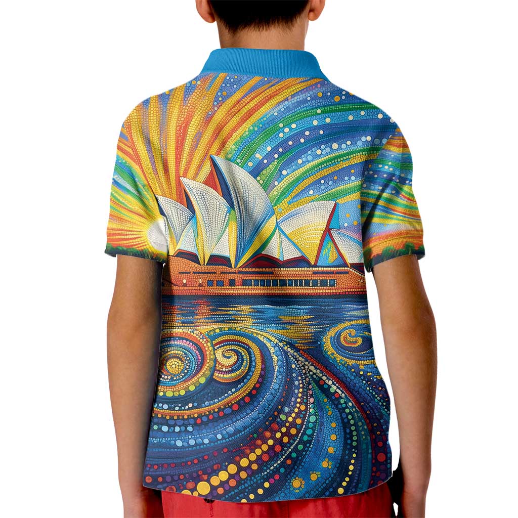 Sydney Opera House Kid Polo Shirt Aboriginal Dot Painting