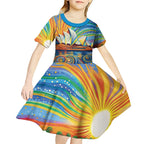 Sydney Opera House Kid Short Sleeve Dress Aboriginal Dot Painting