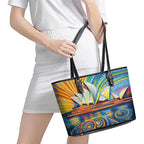 Sydney Opera House Leather Tote Bag Aboriginal Dot Painting