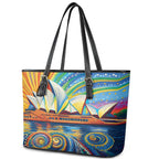 Sydney Opera House Leather Tote Bag Aboriginal Dot Painting