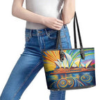 Sydney Opera House Leather Tote Bag Aboriginal Dot Painting