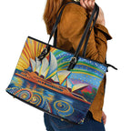 Sydney Opera House Leather Tote Bag Aboriginal Dot Painting