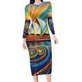 Sydney Opera House Long Sleeve Bodycon Dress Aboriginal Dot Painting
