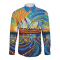Sydney Opera House Long Sleeve Button Shirt Aboriginal Dot Painting