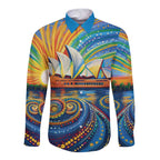 Sydney Opera House Long Sleeve Button Shirt Aboriginal Dot Painting